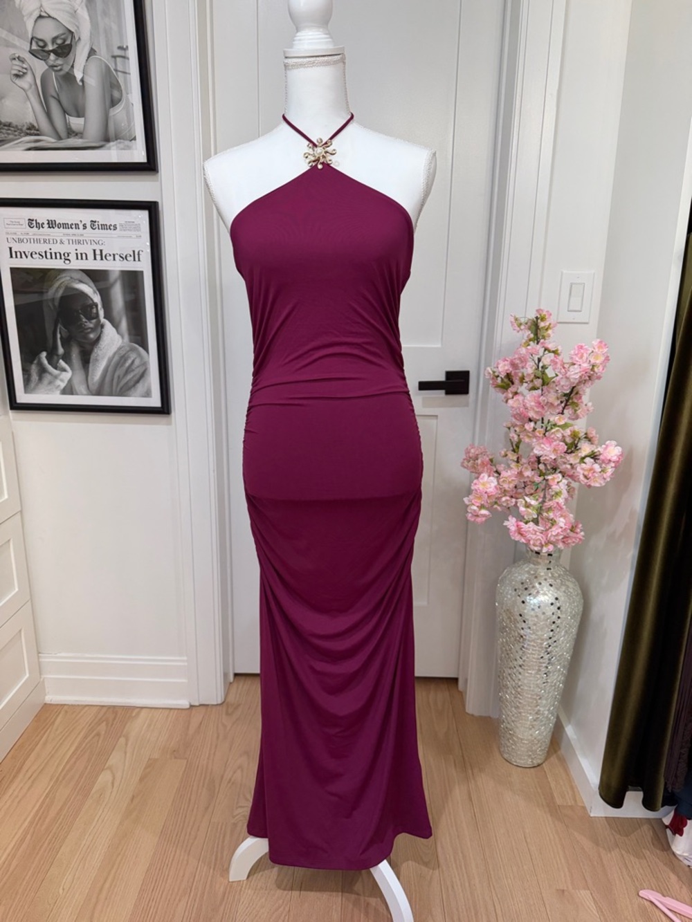 Zara Plum Halter Maxi Dress